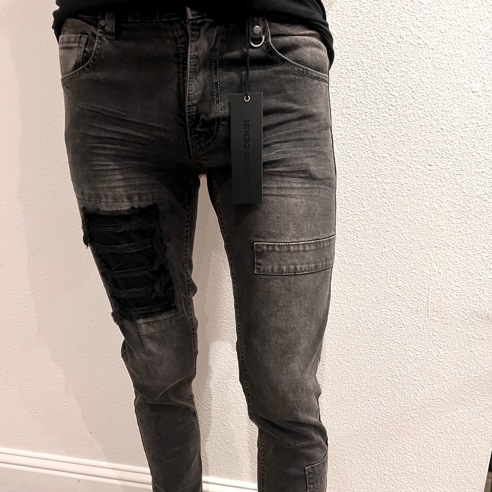 Grey Denim Distressed